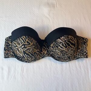 Honey Dew Women’s Wired Push Up Bra size 36B, Leopard Black & Brown, No Strings